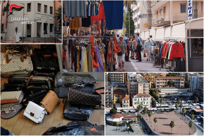 Ventimiglia: commercio abusivo al mercato, 150 articoli contraffatti sequestrati dai carabinieri