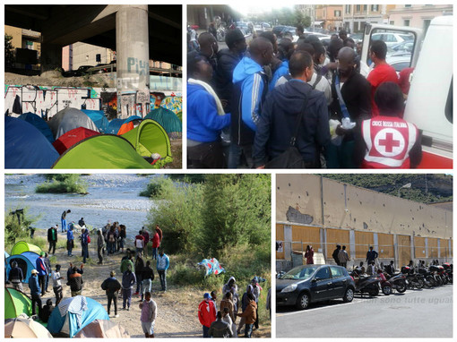 Ventimiglia: costante aumento di migranti in città, intervento della Croce Rossa per la somministrazione di pasti (Foto)