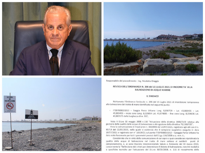 Imperia, parametri ok: Scajola revoca il divieto di balneazione al parco urbano Imperia, parametri ok: Scajola revoca il divieto di balneazione al parco urbano