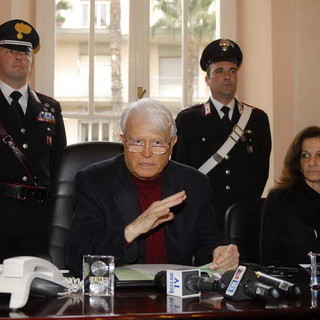 Alcuni momenti della conferenza stampa con Gian Carlo Caselli