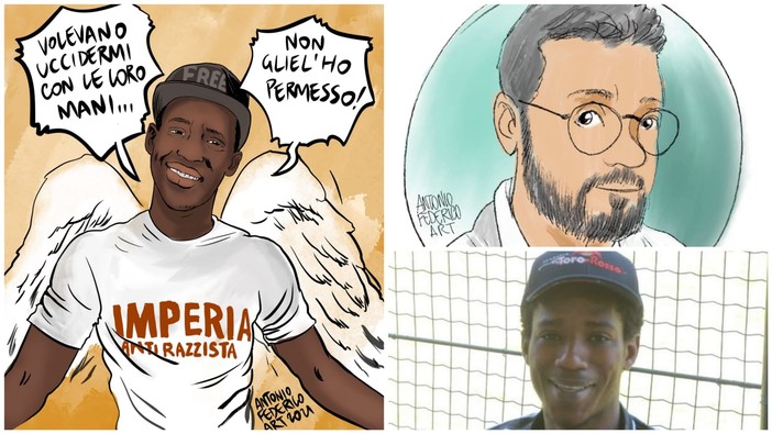 Il giovane Moussa Balde rivive attraverso l'arte grazie all'illustratore Antonio Federico: adesso è un angelo "che finalmente sorride libero"