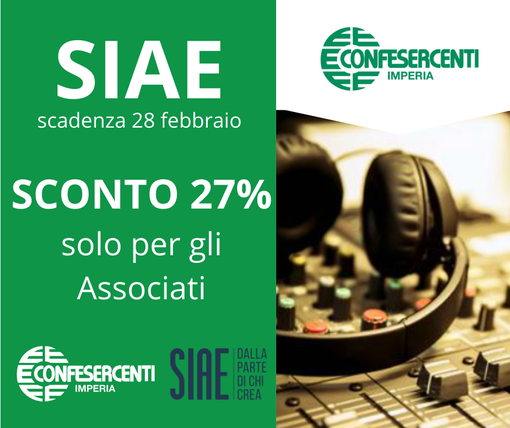 Confesercenti Imperia, proroga SIAE per la “Musica d’Ambiente” e nuova convenzione rifiuti