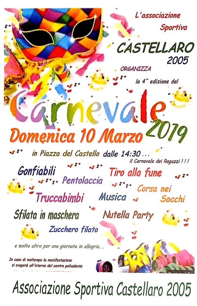 Castellaro: torna il Carnevale dei Ragazzi, domenica appuntamento in una location nuova