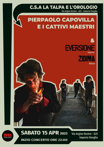 Imperia: domani sera alla Talpa, protagonista Pierpaolo Capovilla con il suo ultimo progetto, i Cattivi Maestri