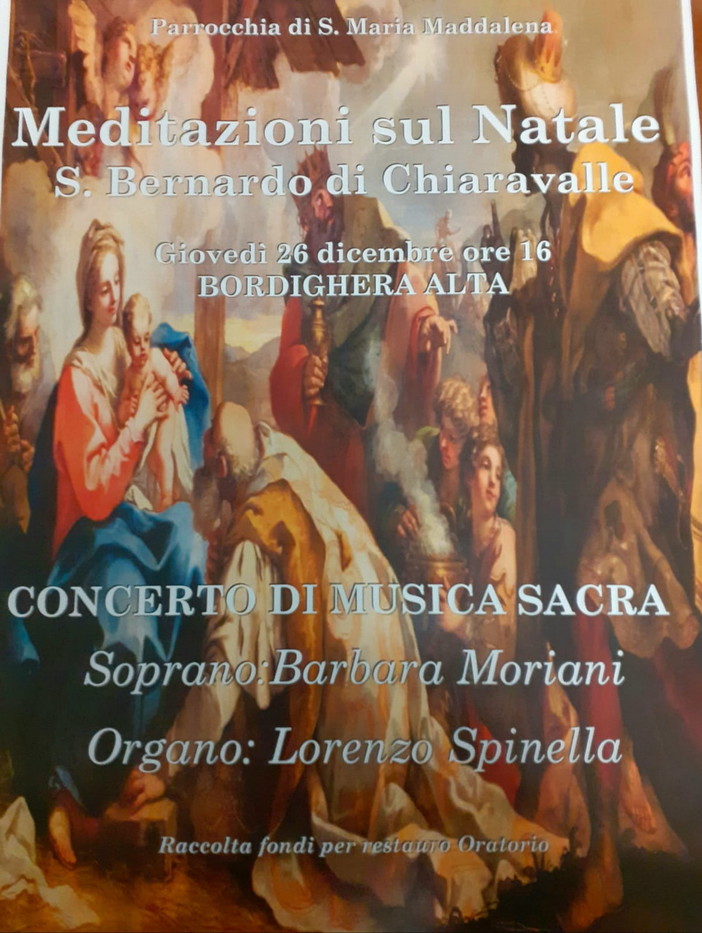 Bordighera. giovedì prossimo, concerto di Musica Sacra nella chiesa di Santa Maria Maddalena Bordighera. giovedì prossimo, concerto di Musica Sacra nella chiesa di Santa Maria Maddalena