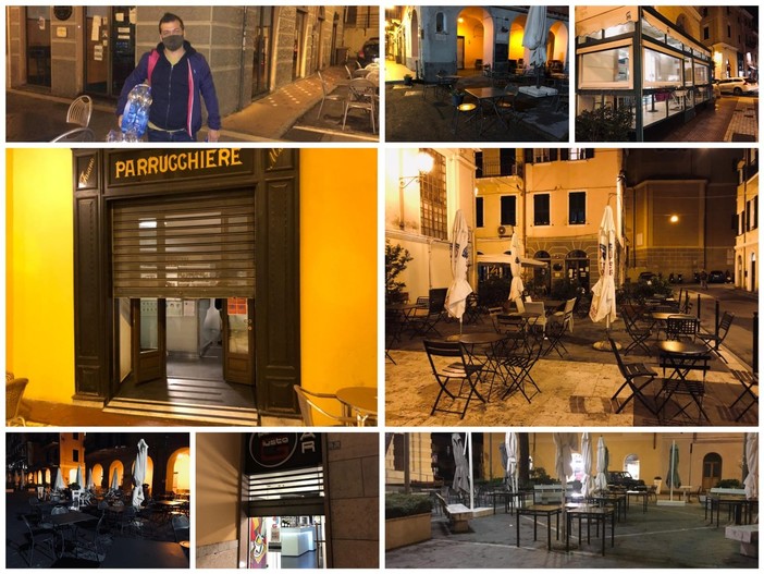 Coronavirus, Imperia: alle 18 in punto la chiusura di bar e ristoranti e la città ripiomba nel silenzio (foto e video)