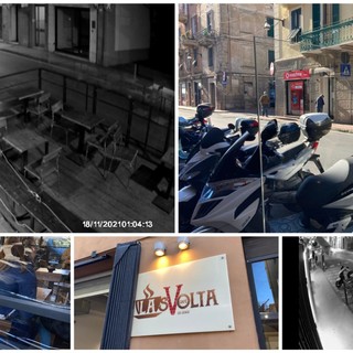 Imperia, atto vandalico nella notte, straniero danneggia la vetrina di un dehors: ripreso dalle telecamere (foto e video)