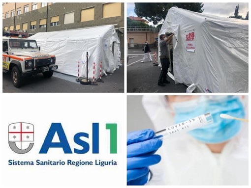 Coronavirus, Imperia: "torna" la tenda pre-triage davanti all'ospedale (Foto)