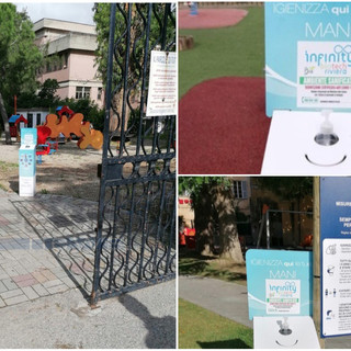 Dopo 3 mesi riaprono i parchi gioco di Taggia: posizionati anche dispenser di gel igienizzante