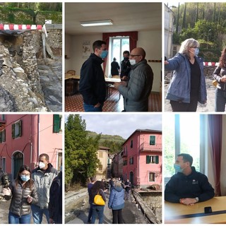 Maltempo, sopralluogo della Regione a Vessalico. Giampedrone: "Subito 600 mila euro di somme urgenze, ma i danni ammontano a un milione di euro" (Foto e video)