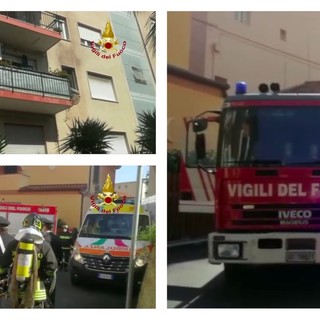 Arma di Taggia: incendio in un condominio, intervento dei Vigili del Fuoco (foto e video)