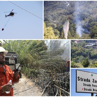 Ceriana: grosso incendio nell'area del torrente, Vigili del Fuoco e Protezione Civile in azione (FOTO e VIDEO)
