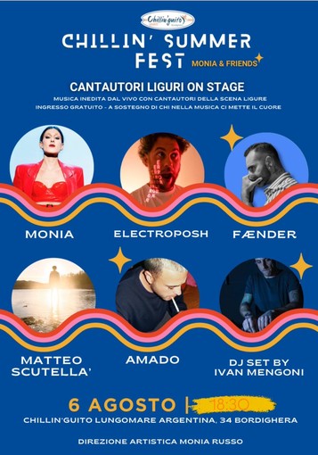 A Bordighera arriva il “Chillin’ Summer Fest”: musica d’autore, mare e autenticità al tramonto A Bordighera arriva il “Chillin’ Summer Fest”: musica d’autore, mare e autenticità al tramonto