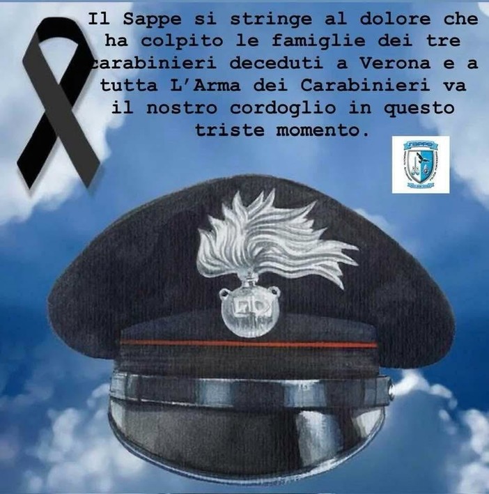 Carabinieri caduti a Castel d’Azzano, il cordoglio del SAPPE provinciale Carabinieri caduti a Castel d’Azzano, il cordoglio del SAPPE provinciale