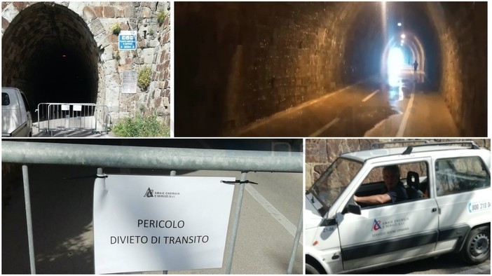 Sanremo: pista ciclabile chiusa a Bussana, perdita d'acqua all'interno della galleria di Capo Verde