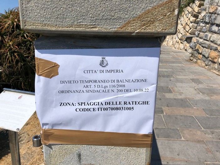 Imperia, divieto di balneazione alla spiaggia delle Rateghe: il sindaco emana l'ordinanza