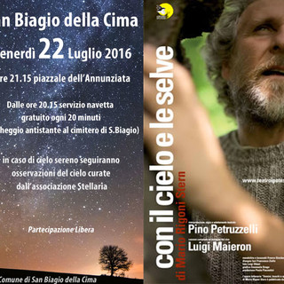 San Biagio della Cima: dalle 21.15 appuntamento con Pino Petruzzelli per la serata 'Con il cielo e le selve'