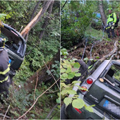 AGGIORNAMENTO. Auto precipitata  in un burrone a Monesi: conducente illeso, due persone in ospedale