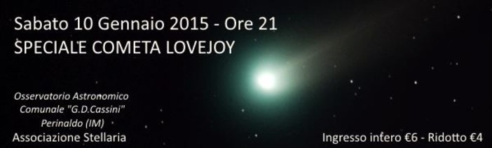 Perinaldo: sabato 10 gennaio, osservatorio astronomico aperto per una serata dedicata alla cometa Lovejoy Perinaldo: sabato 10 gennaio, osservatorio astronomico aperto per una serata dedicata alla cometa Lovejoy