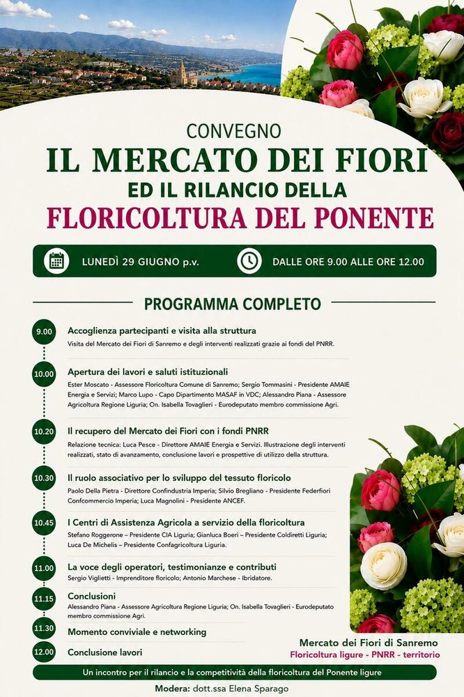 Sanremo, il Mercato dei Fiori ospita un convegno dedicato al futuro del settore