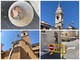 Imperia, cadono calcinacci dal campanile di San Giovanni, area messa in sicurezza: il danno &quot;provocato&quot; dai piccioni (foto)