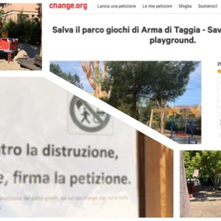 Arma di Taggia: famiglie preoccupate per il futuro del parco giochi di viale delle Palme, scatta la petizione (Foto e Video)