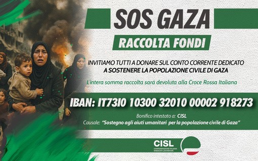 Popolazione civile di Gaza, Cisl Liguria promuove una raccolta fondi: “Un gesto collettivo di responsabilità e speranza” Popolazione civile di Gaza, Cisl Liguria promuove una raccolta fondi: “Un gesto collettivo di responsabilità e speranza”