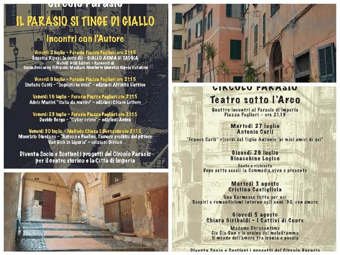 Imperia, letteratura e teatro accendono le serate estive del Parasio Imperia, letteratura e teatro accendono le serate estive del Parasio