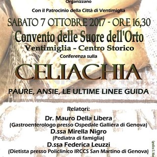 Ventimiglia: celiachia, paure ed ansie, oggi al Convento delle Suore dell’Orto la conferenza organizzata da ‘Le ragazze di Wilma’ e il comitato Pro Centro Storico