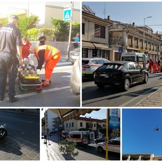 San Bartolomeo al Mare, grave incidente sulla via Aurelia: donna travolta da uno scooter (foto)