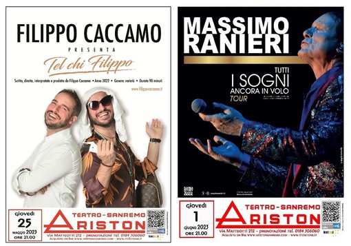 Sanremo, stagione teatrale 2023 dell'Ariston: in scena Filippo Caccamo e Massimo Ranieri