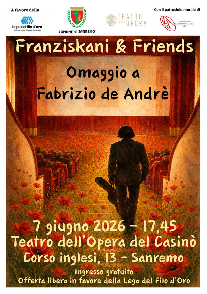 Concerto benefico gratuito in omaggio a Fabrizio De André Concerto benefico gratuito in omaggio a Fabrizio De André