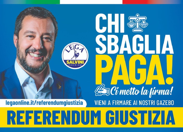 Domani in provincia di Imperia riprende la raccolta firme per la campagna referendaria sulla Giustizia della Lega Domani in provincia di Imperia riprende la raccolta firme per la campagna referendaria sulla Giustizia della Lega