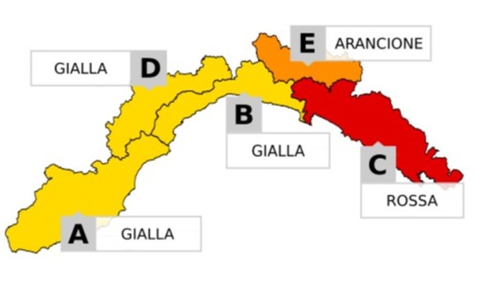 Allerta meteo: sale a rosso il livello nel levante ligure Allerta meteo: sale a rosso il livello nel levante ligure