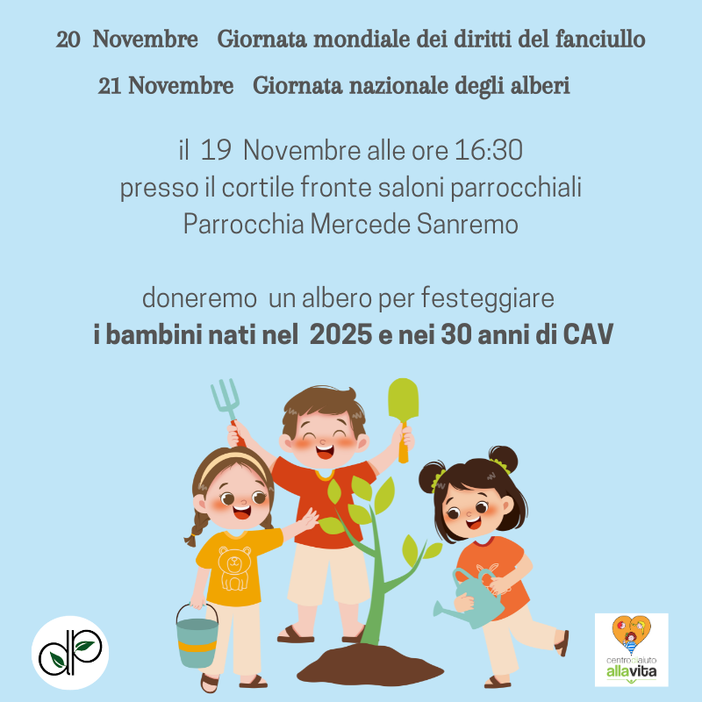 Sanremo: un albero per ogni vita, il C.A.V. celebra 30 anni con un gesto di speranza