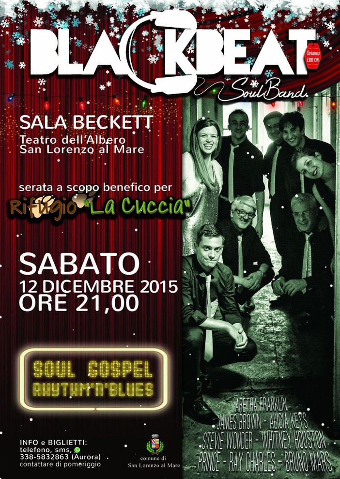 San Lorenzo al Mare: concerto del Black Beat in favore della ricerca fondi per il rifugio "La Cuccia" di Imperia