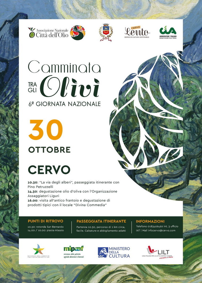 Camminata tra gli Olivi 2022: domenica prossima a Cervo sulla via degli alberi con Pino Petruzzelli
