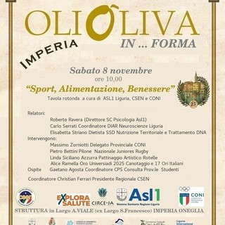 Olioliva 2025, ad Imperia la tavola rotonda 'Sport, Alimentazione e Benessere' promossa da Asl1, Csen e Coni Olioliva 2025, ad Imperia la tavola rotonda 'Sport, Alimentazione e Benessere' promossa da Asl1, Csen e Coni