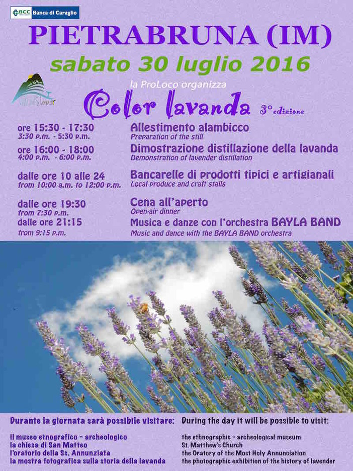 Pietrabruna: sabato la terza edizione di 'Color Lavanda', le novità che accompagneranno l'evento