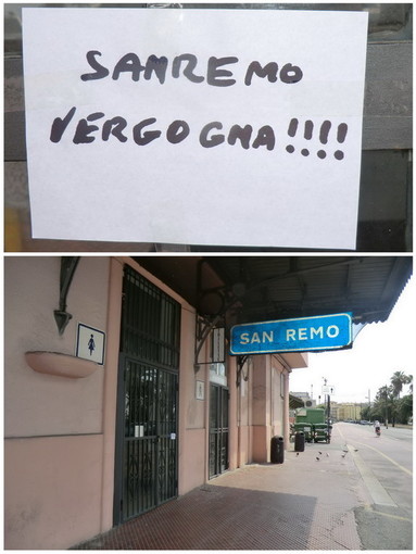 Sanremo: toilette chiuse all'ex stazione dei treni. Turisti sdegnati lasciano cartelli di protesta
