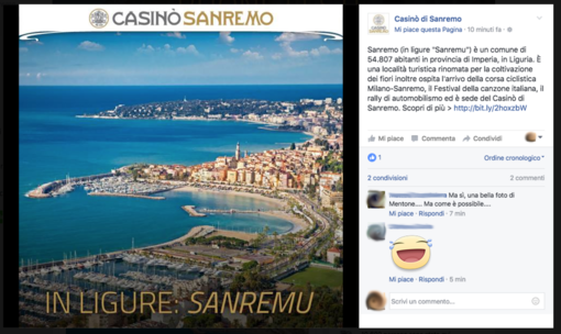 Sanremo: pubblicità del Casinò con la foto di Mentone, il Comune chiede un provvedimento per chi ha commesso l'errore