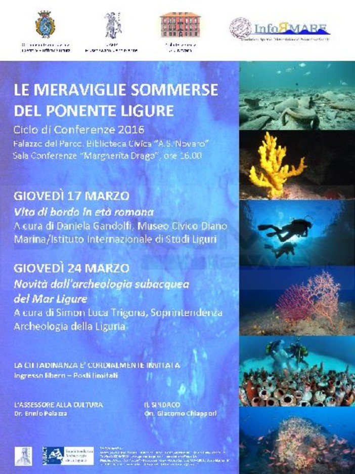 Diano Marina: prosegue il ciclo di conferenze “Le meraviglie sommerse del ponente ligure” con “La vita di bordo in età romana” Diano Marina: prosegue il ciclo di conferenze “Le meraviglie sommerse del ponente ligure” con “La vita di bordo in età romana”