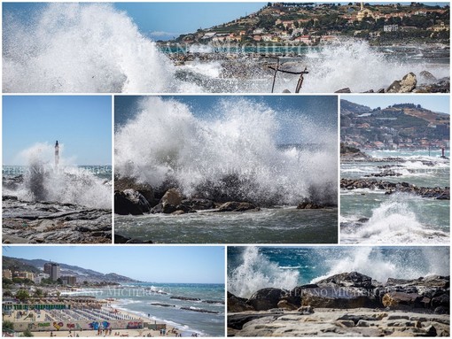 Forte 'libecciata' su tutto il ponente ligure: raffiche di vento tra 60 e 70 Km/h, le foto da Arma di Taggia