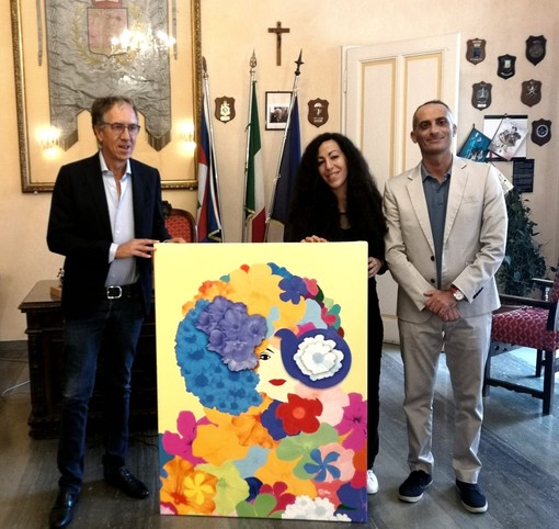 Sanremo, l'artista Houda Bakkali dona alla città l'opera 'I fiori della felicità&quot;