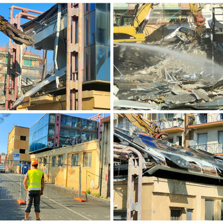 Imperia, demolizione ex caserma Vvf per lo spreco d’acqua. La replica: “La usiamo solo per i calcinacci, condotta non comunale” (Foto e Video)