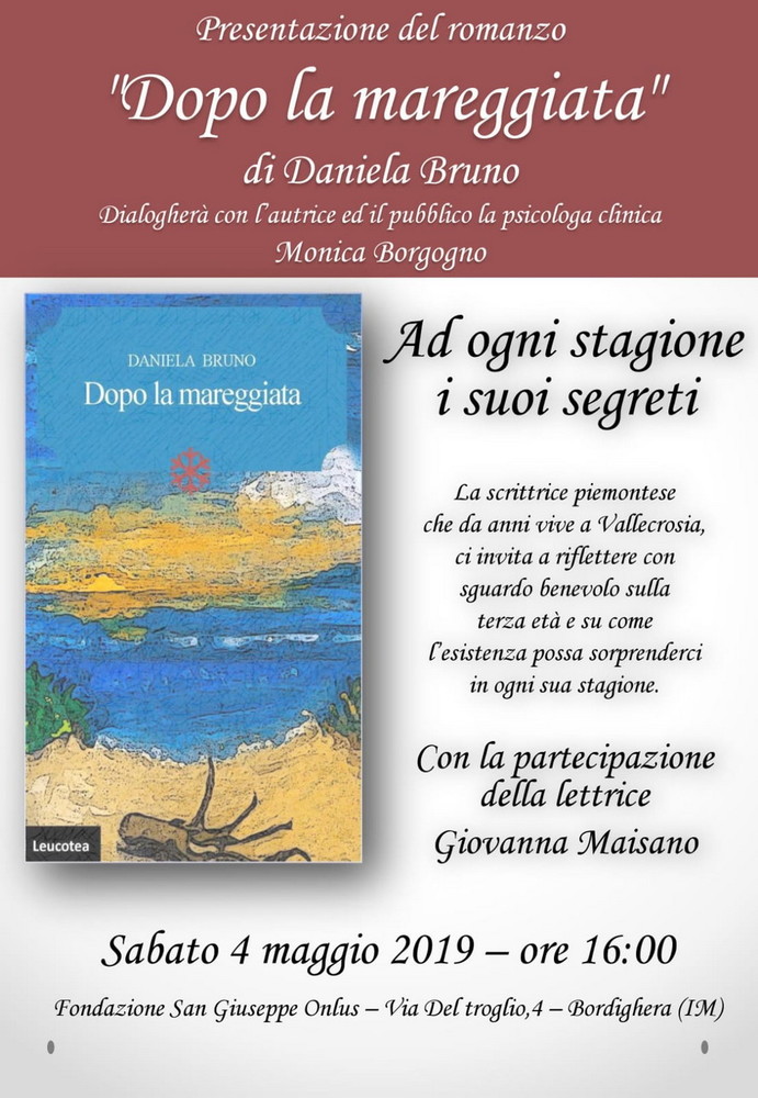 Bordighera: il 4 maggio, presentazione del libro ‘Dopo la mareggiata’ di Daniela Bruno