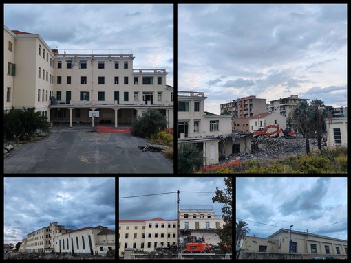 Vallecrosia, ruspa in azione: iniziata la demolizione dell'ex istituto Maria Ausiliatrice (Foto e video)