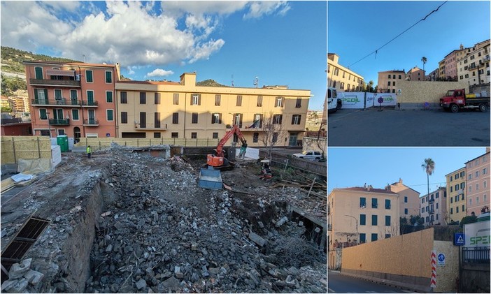 Ventimiglia, lavori di riqualificazione al Borgo: demolito l'ex Aci (Foto e video) Ventimiglia, lavori di riqualificazione al Borgo: demolito l'ex Aci (Foto e video)