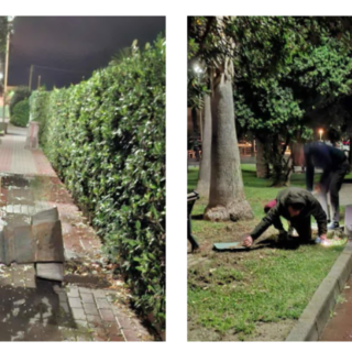 Vallecrosia, divelta una fontana: atto vandalico sul lungomare (Foto)