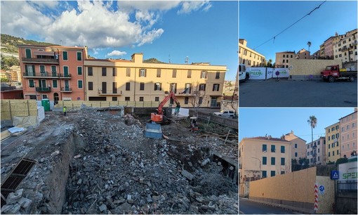 Ventimiglia, lavori di riqualificazione al Borgo: demolito l'ex Aci (Foto e video)
